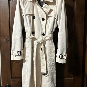 Banana Republic Ivory Trench Coat with Black Accents